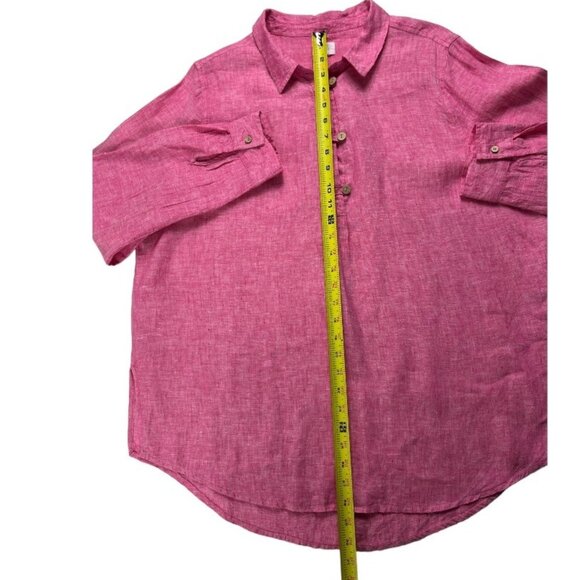Sigrid Olsen Pink Linen Roll Tab Sleeve Beachy Coastal Lagenlook Tunic Size 1X - Picture 7 of 14